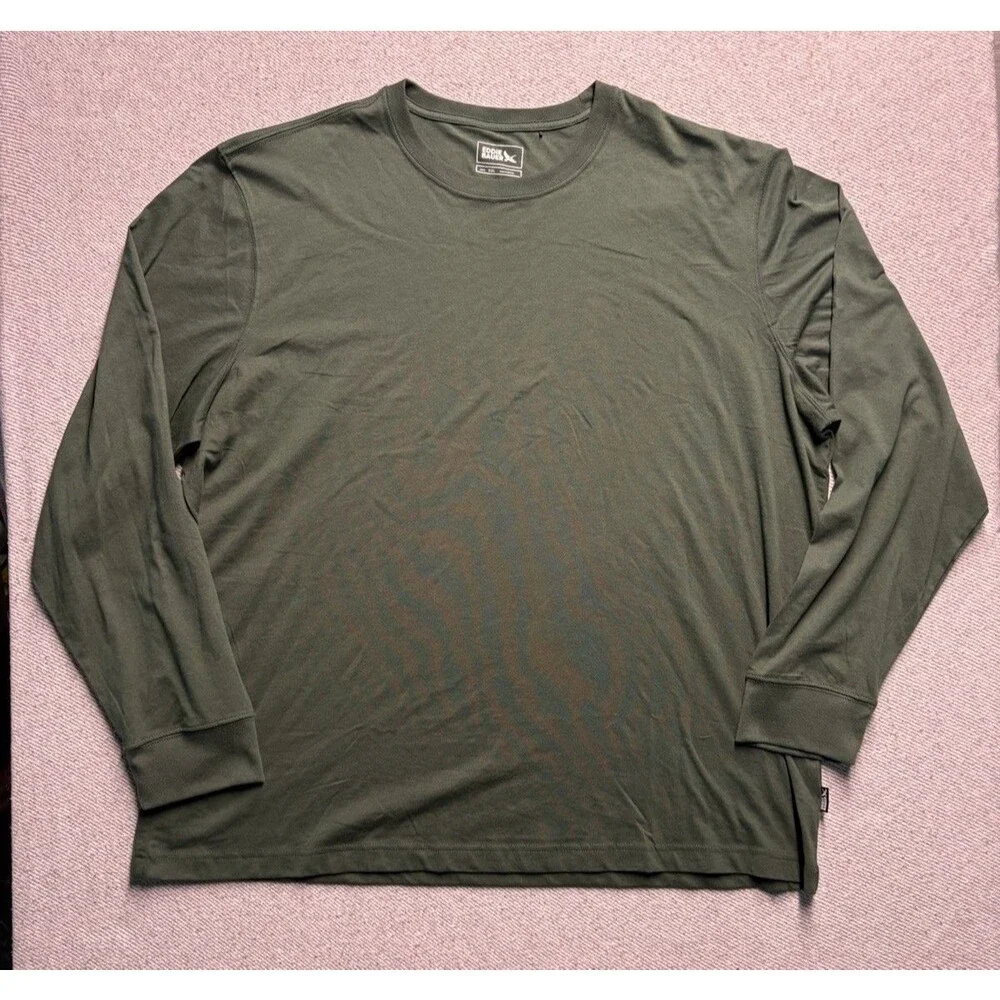 Eddie Bauer Mens XXL Olive Green Long Sleeve Crewneck T-Shirt Cotton Blend